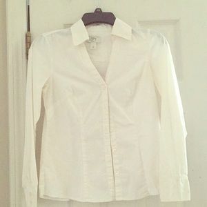 Ann Taylor Loft Pettit long sleeve white shirt